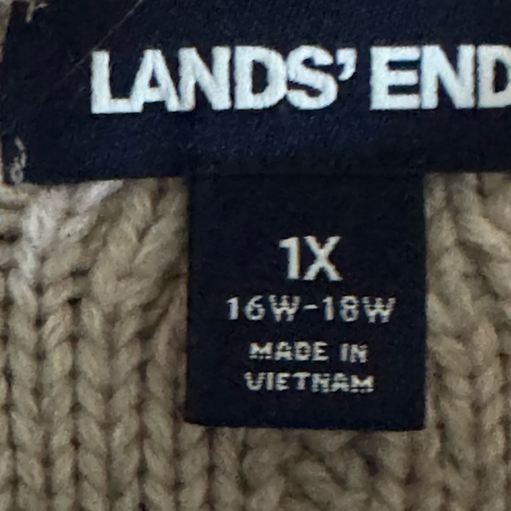 Lands’ End Diamond Bobble Knit Sweater Cotton Wool Blend 1X - Picture 2 of 7